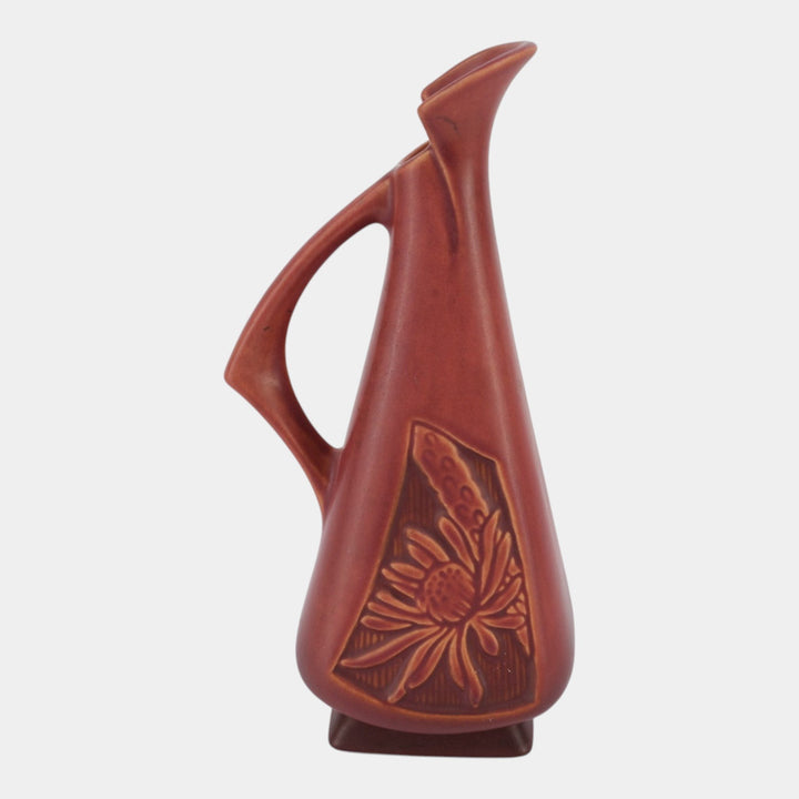 Roseville Silhouette Red 1950 Vintage Art Deco Pottery Ceramic Ewer 717-10