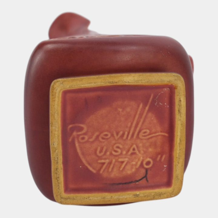Roseville Silhouette Red 1950 Vintage Art Deco Pottery Ceramic Ewer 717-10
