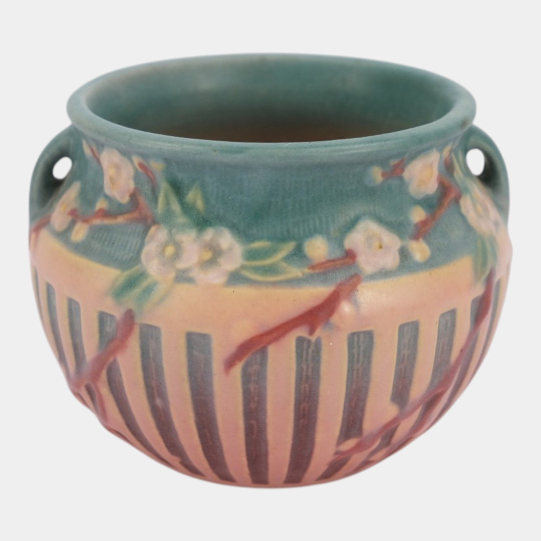 Roseville Cherry Blossom Pink 1933 Vintage Art Pottery Jardiniere Planter 627-4