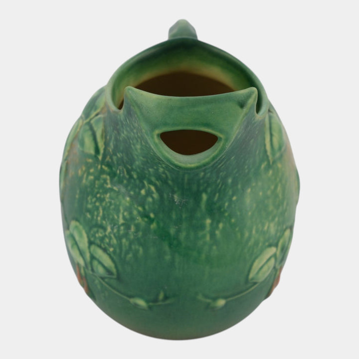 Roseville Fuchsia Green 1938 Vintage Art Pottery Ceramic Ice Lip Pitcher 1322