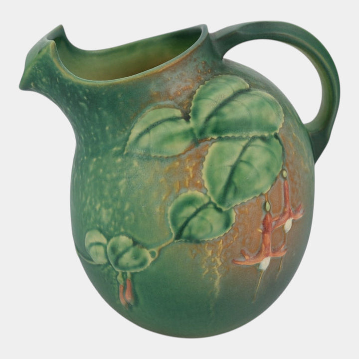 Roseville Fuchsia Green 1938 Vintage Art Pottery Ceramic Ice Lip Pitcher 1322