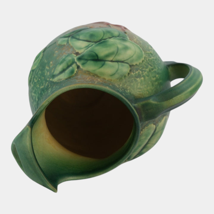 Roseville Fuchsia Green 1938 Vintage Art Pottery Ceramic Ice Lip Pitcher 1322
