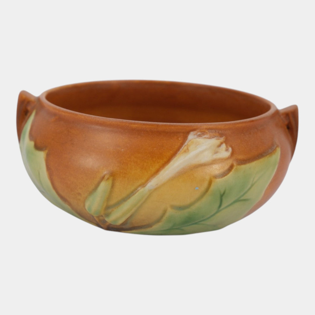 Roseville Thornapple Brown 1937 Vintage Art Deco Pottery Ceramic Bowl 306-5