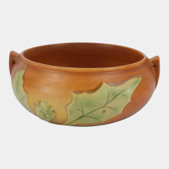 Roseville Thornapple Brown 1937 Vintage Art Deco Pottery Ceramic Bowl 306-5
