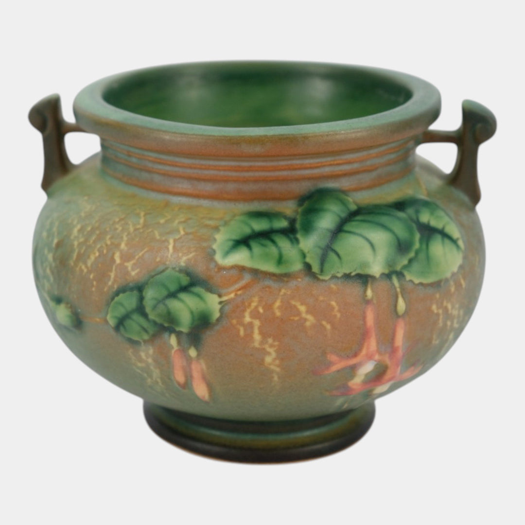 Roseville Fuchsia Green 1938 Vintage Art Pottery Jardiniere Planter 645-3