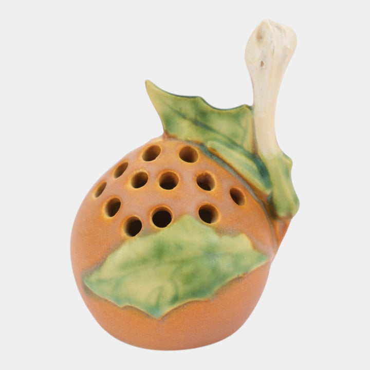 Roseville Thornapple Brown 1937 Vintage Art Deco Pottery Ceramic Flower Frog 29