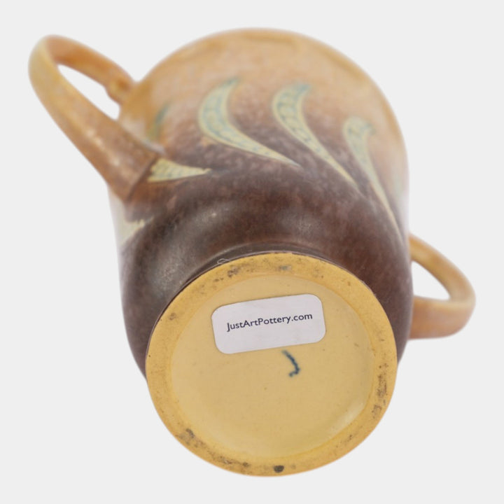 Roseville Falline Brown 1933 Vintage Art Pottery Ceramic Vase 642-6