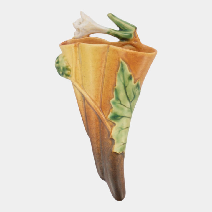 Roseville Thornapple Brown 1937 Vintage Art Deco Pottery Wall Pocket 1280-8