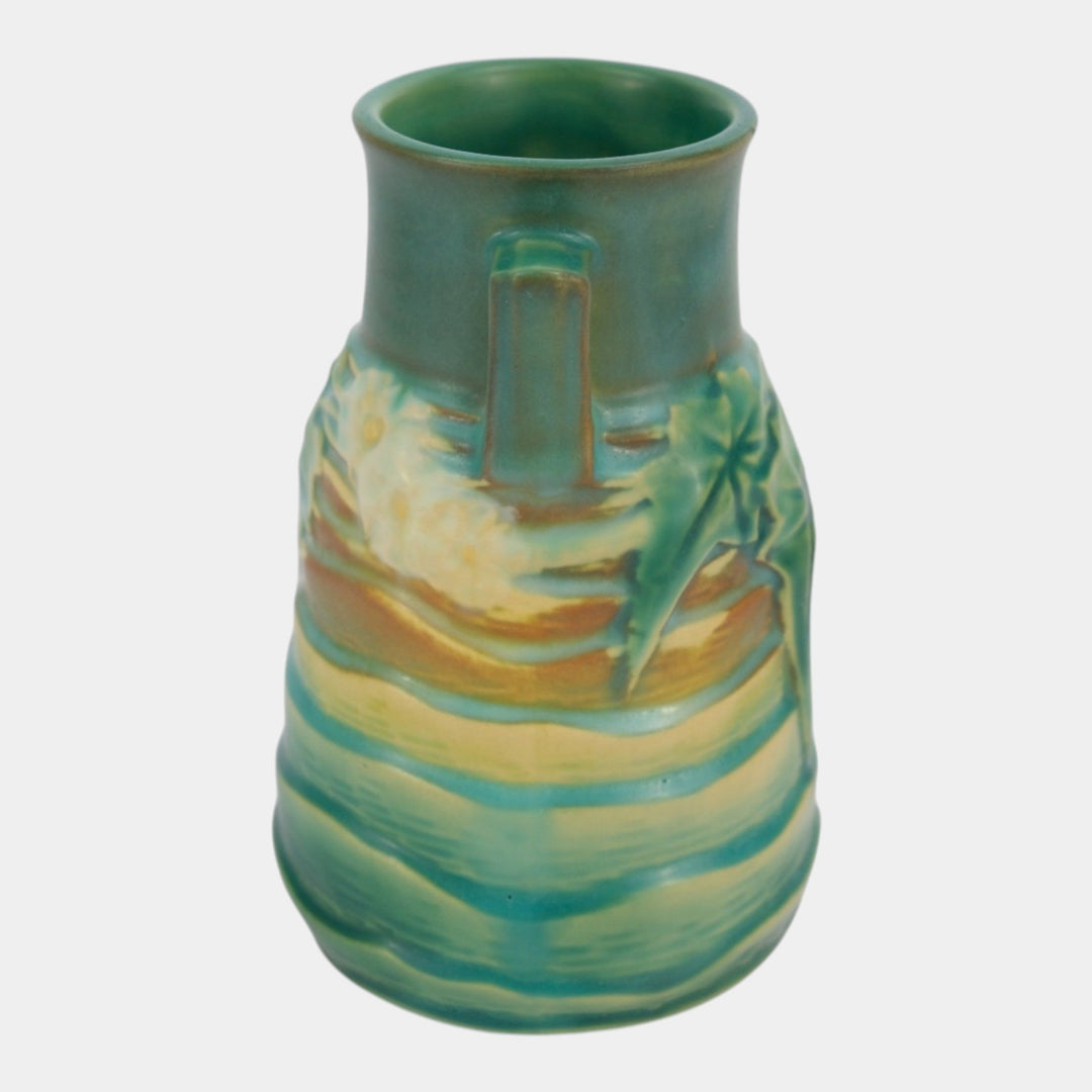 Roseville Luffa Green 1934 Vintage Arts And Crafts Pottery Ceramic Vase 683-6