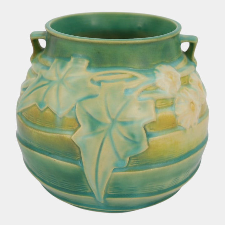 Roseville Luffa Green 1934 Vintage Arts And Crafts Pottery Ceramic Vase 255-6