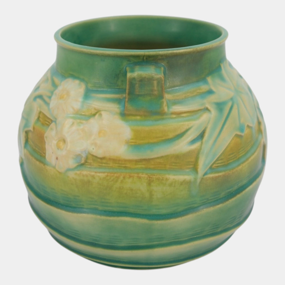 Roseville Luffa Green 1934 Vintage Arts And Crafts Pottery Ceramic Vase 255-6
