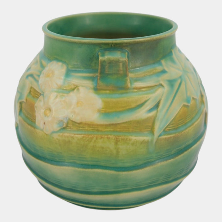 Roseville Luffa Green 1934 Vintage Arts And Crafts Pottery Ceramic Vase 255-6