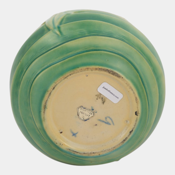 Roseville Luffa Green 1934 Vintage Arts And Crafts Pottery Ceramic Vase 255-6