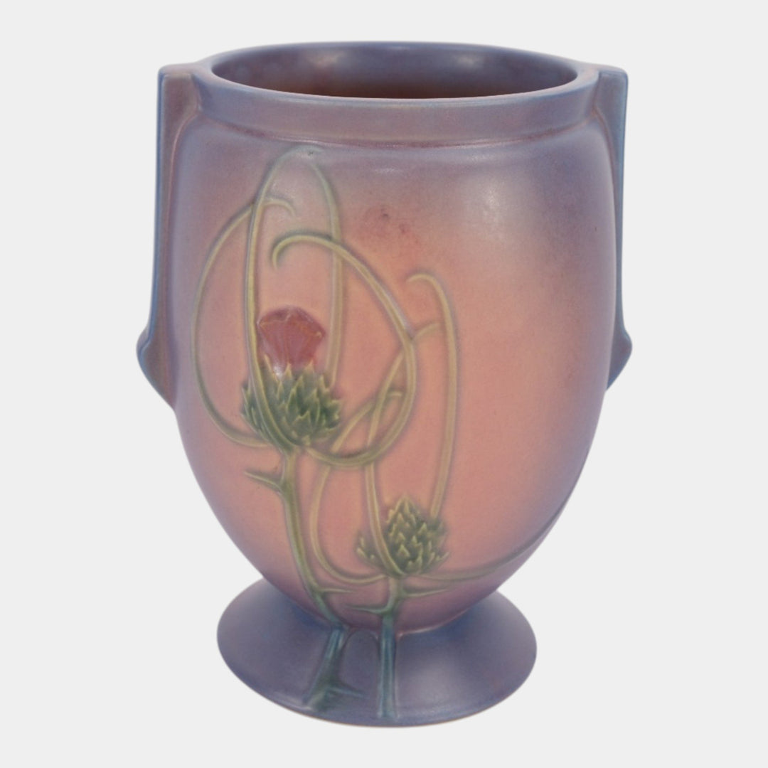 Roseville Futura Pink Purple 1928 Vintage Art Deco Pottery Thistle Vase 427-8