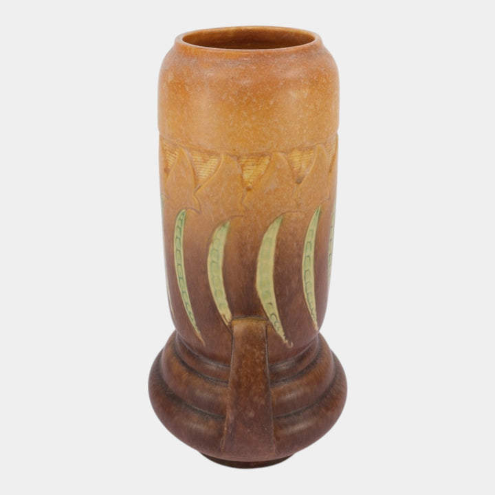 Roseville Falline Brown 1933 Vintage Arts And Crafts Pottery Ceramic Vase 653-12