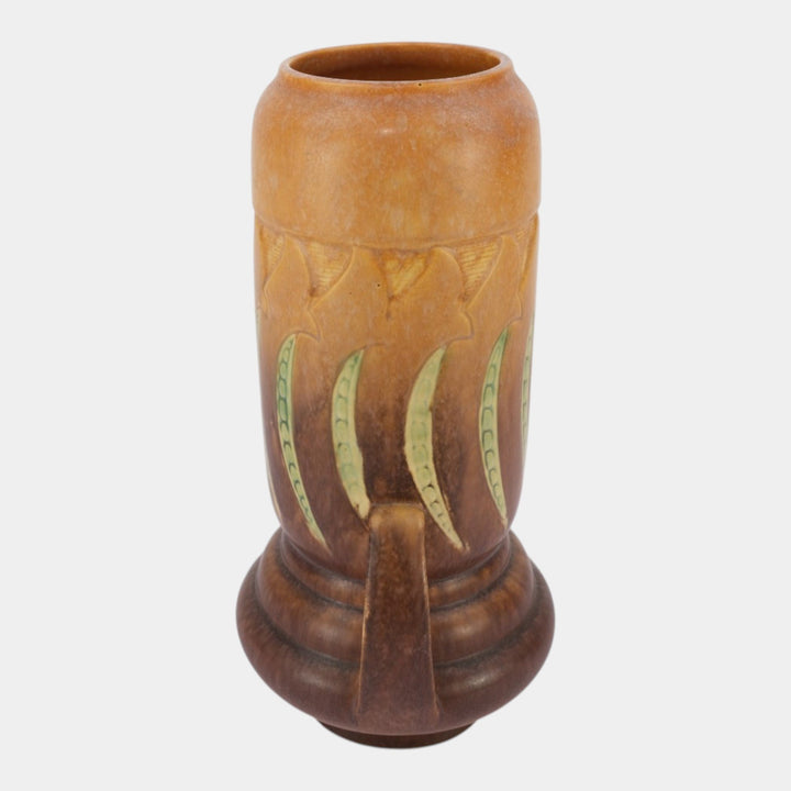 Roseville Falline Brown 1933 Vintage Arts And Crafts Pottery Ceramic Vase 653-12