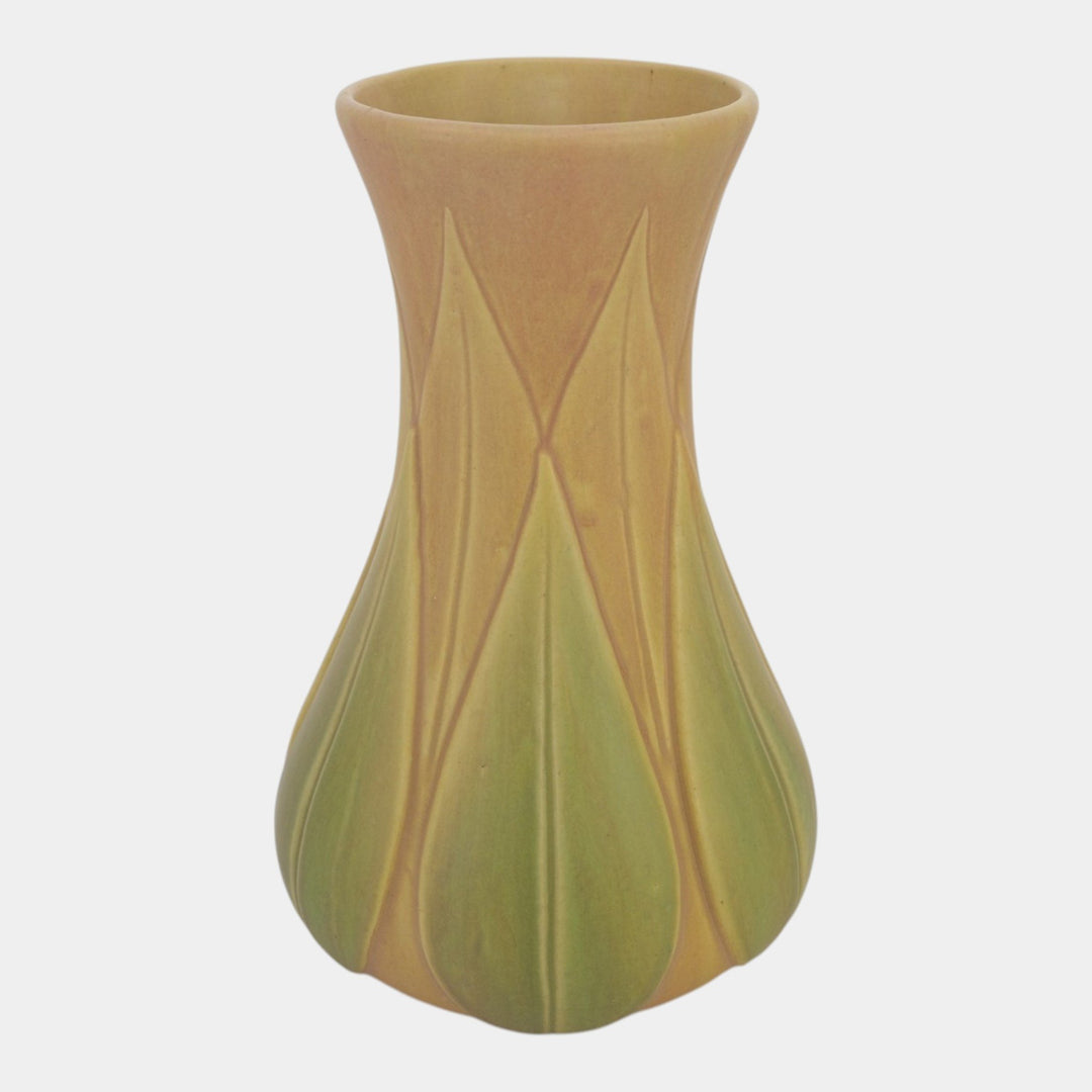 Roseville Early Velmoss Green Tan 1916 Vintage Arts & Crafts Pottery Vase 138-12