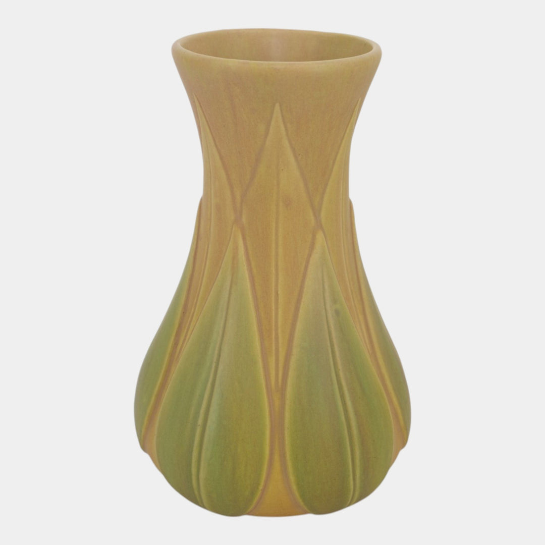 Roseville Early Velmoss Green Tan 1916 Vintage Arts & Crafts Pottery Vase 138-12