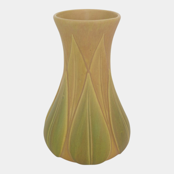 Roseville Early Velmoss Green Tan 1916 Vintage Arts & Crafts Pottery Vase 138-12