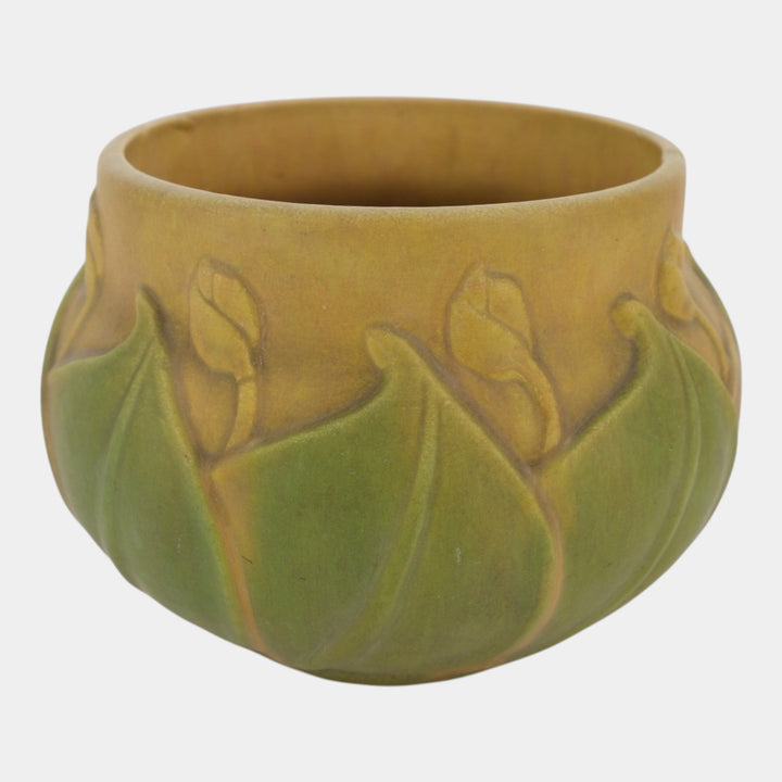 Roseville Early Velmoss Green Tan Vintage Pottery Jardiniere Planter 577-7