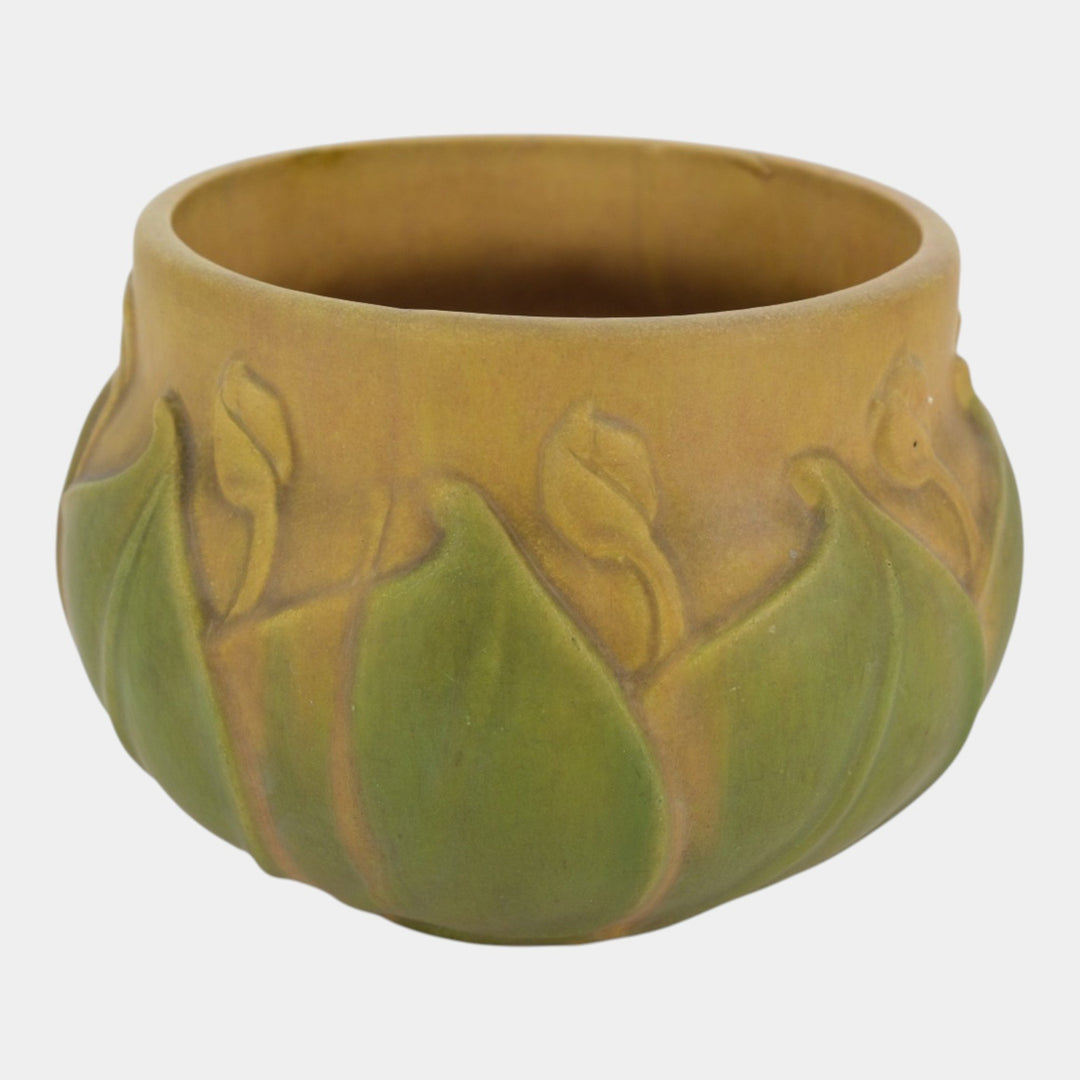 Roseville Early Velmoss Green Tan Vintage Pottery Jardiniere Planter 577-7