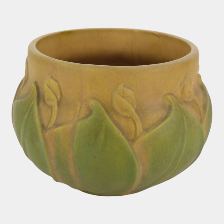 Roseville Early Velmoss Green Tan Vintage Pottery Jardiniere Planter 577-7