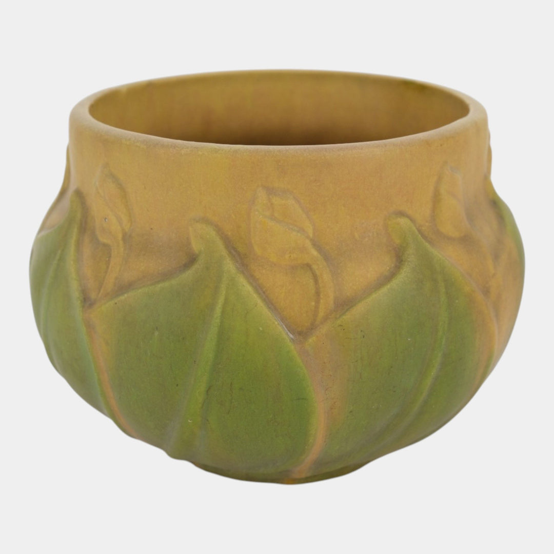 Roseville Early Velmoss Green Tan Vintage Pottery Jardiniere Planter 577-7