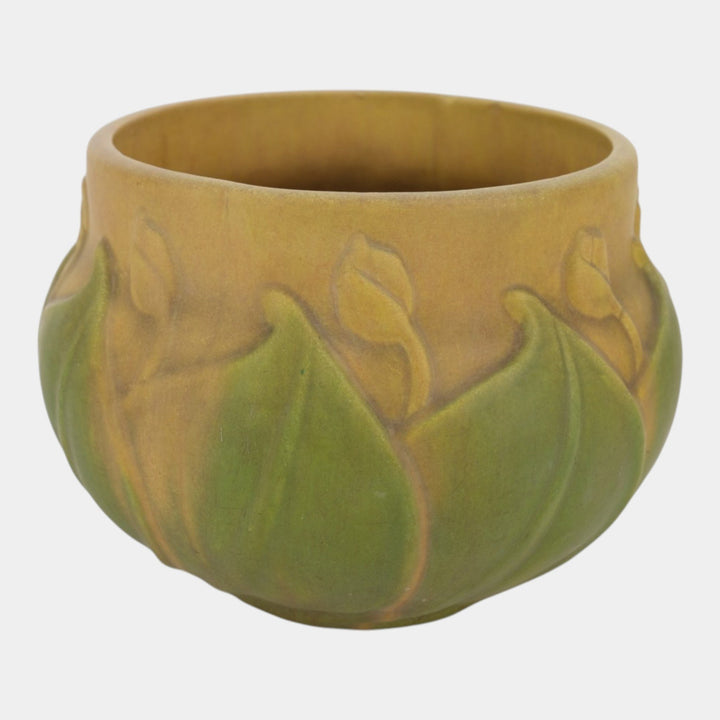 Roseville Early Velmoss Green Tan Vintage Pottery Jardiniere Planter 577-7