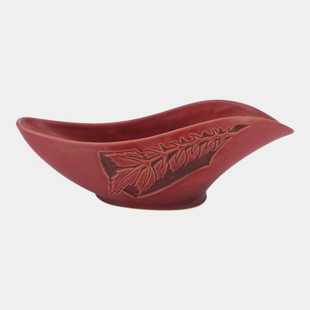 Roseville Silhouette Red 1950 Mid Century Modern Pottery Ceramic Bowl 728-10