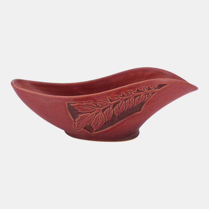 Roseville Silhouette Red 1950 Mid Century Modern Pottery Ceramic Bowl 728-10