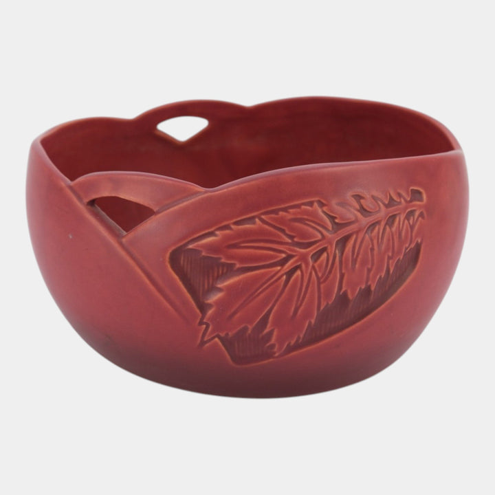 Roseville Silhouette Red 1950 Mid Century Modern Pottery Ceramic Bowl 727-8