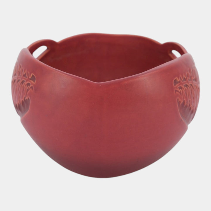 Roseville Silhouette Red 1950 Mid Century Modern Pottery Ceramic Bowl 727-8
