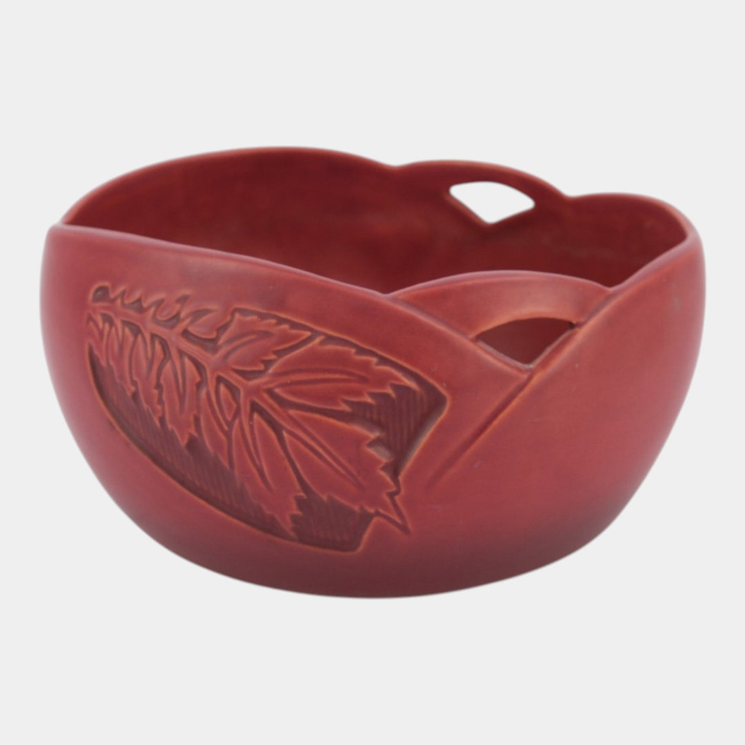 Roseville Silhouette Red 1950 Mid Century Modern Pottery Ceramic Bowl 727-8