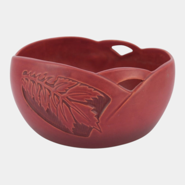 Roseville Silhouette Red 1950 Mid Century Modern Pottery Ceramic Bowl 727-8