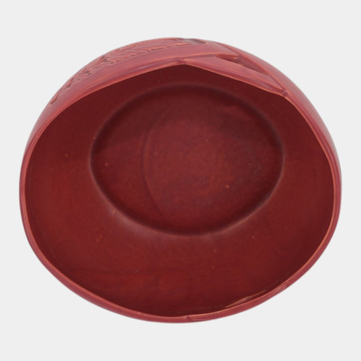 Roseville Silhouette Red 1950 Mid Century Modern Pottery Ceramic Bowl 727-8