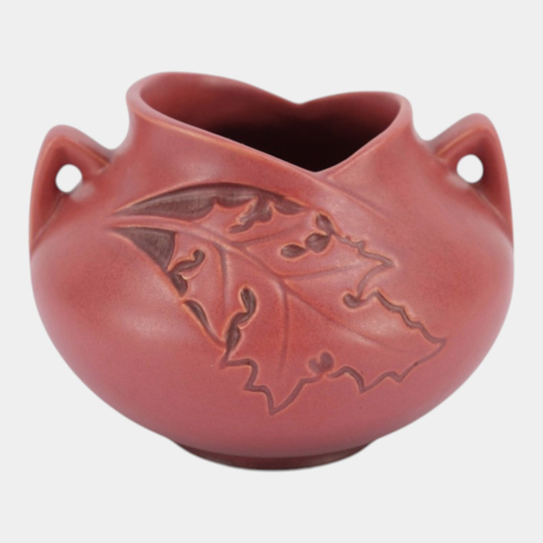 Roseville Silhouette Red 1950 Mid Century Modern Pottery Ceramic Bowl Vase 741-4