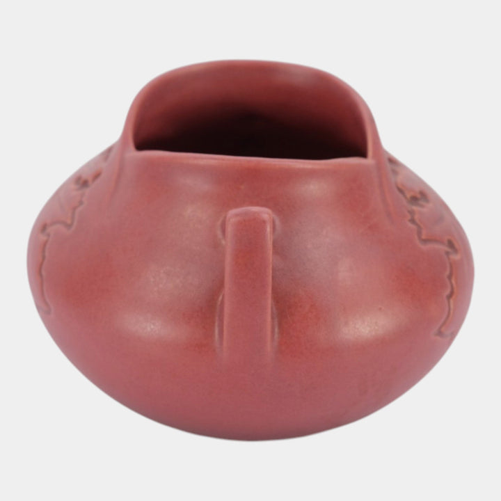 Roseville Silhouette Red 1950 Mid Century Modern Pottery Ceramic Bowl Vase 741-4