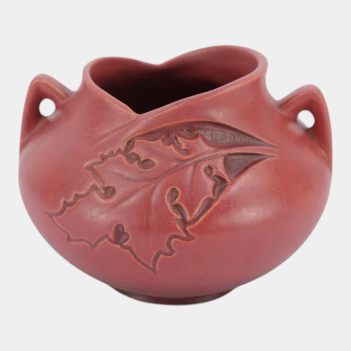 Roseville Silhouette Red 1950 Mid Century Modern Pottery Ceramic Bowl Vase 741-4