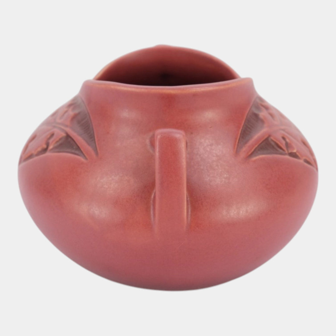 Roseville Silhouette Red 1950 Mid Century Modern Pottery Ceramic Bowl Vase 741-4