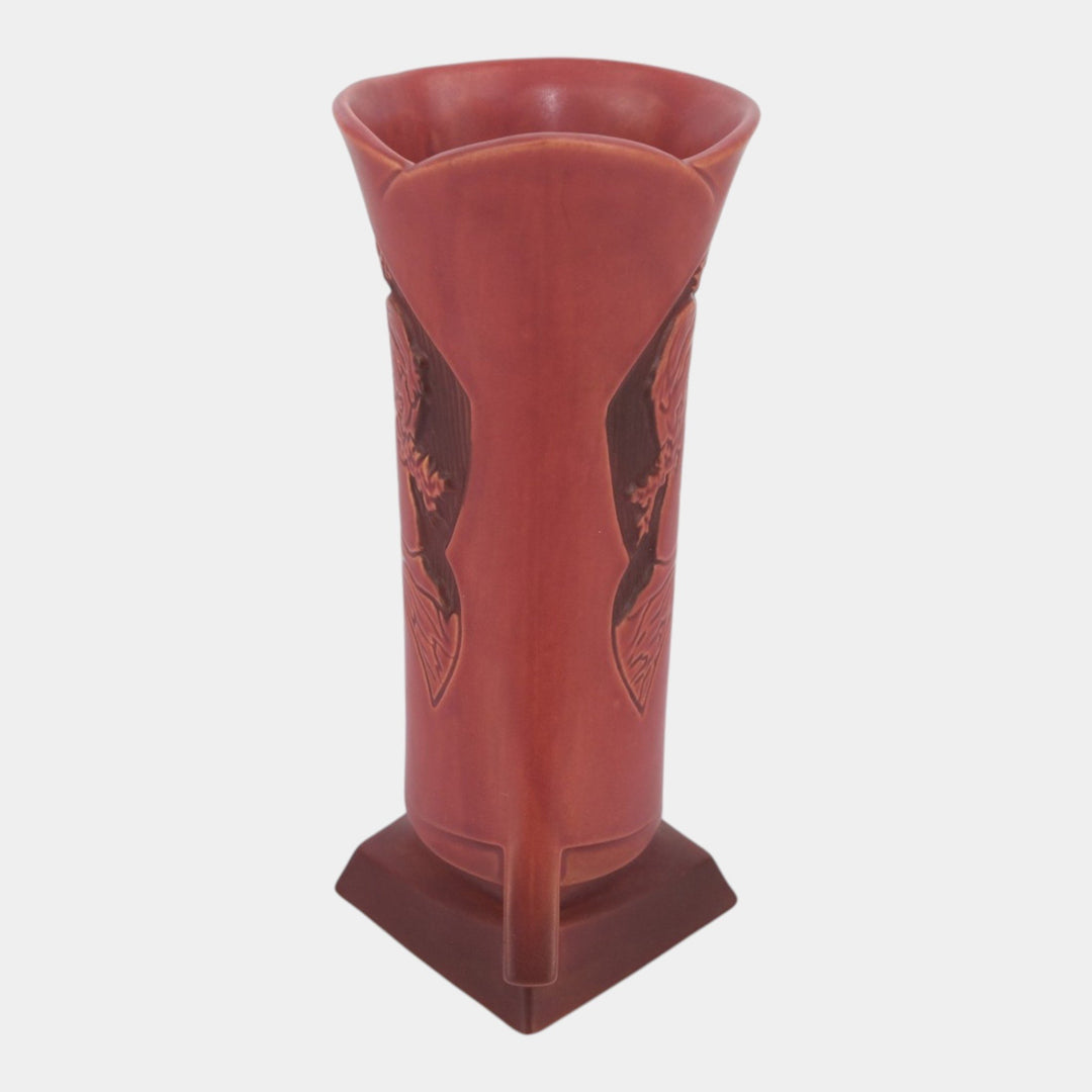 Roseville Silhouette Red 1950 Vintage Art Deco Pottery Nude Ceramic Vase 787-10