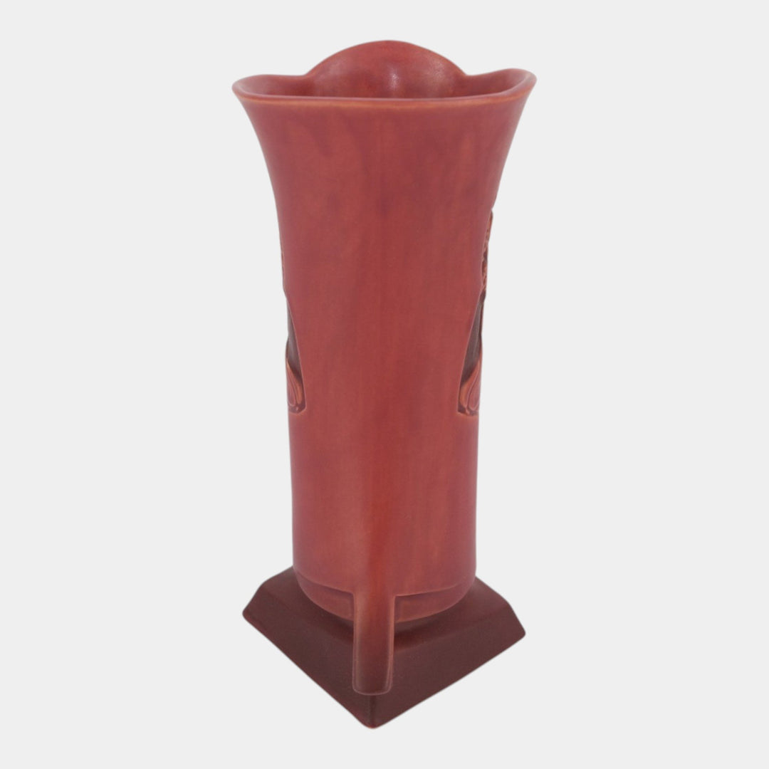 Roseville Silhouette Red 1950 Vintage Art Deco Pottery Nude Ceramic Vase 787-10