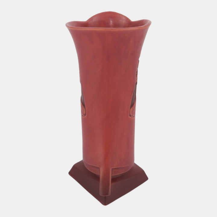 Roseville Silhouette Red 1950 Vintage Art Deco Pottery Nude Ceramic Vase 787-10