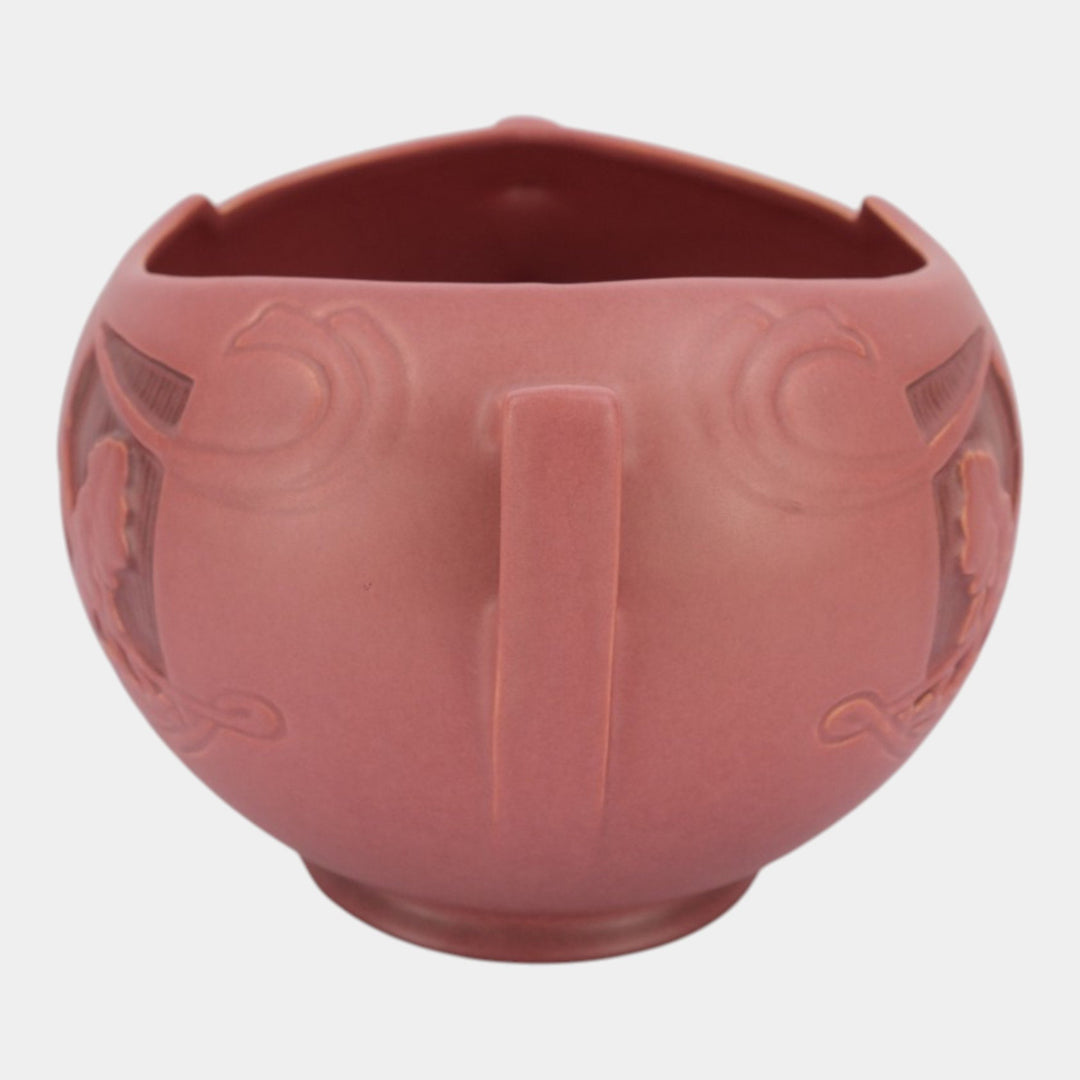 Roseville Silhouette Red 1950 Vintage Art Deco Pottery Nude Bowl Vase 742-6