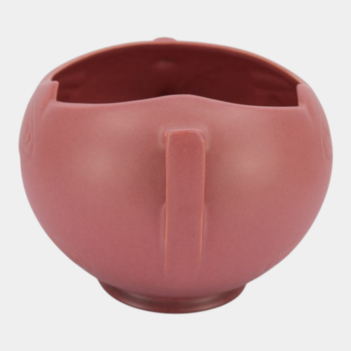 Roseville Silhouette Red 1950 Vintage Art Deco Pottery Nude Bowl Vase 742-6