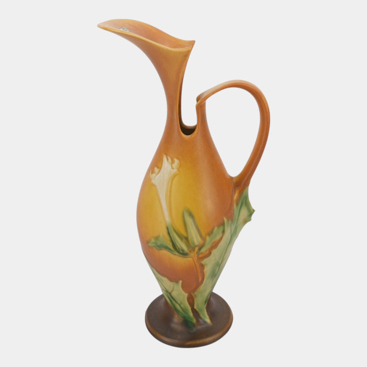 Roseville Thornapple Brown 1937 Vintage Art Deco Pottery Ceramic Ewer 825-15