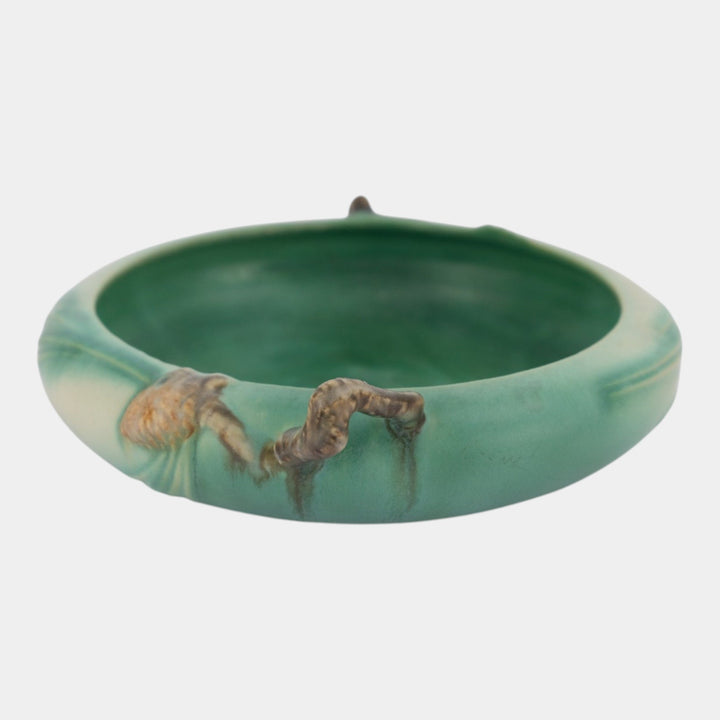 Roseville Pine Cone Green 1936 Vintage Art Pottery Ceramic Low Bowl 354-6