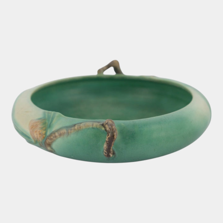 Roseville Pine Cone Green 1936 Vintage Art Pottery Ceramic Low Bowl 354-6