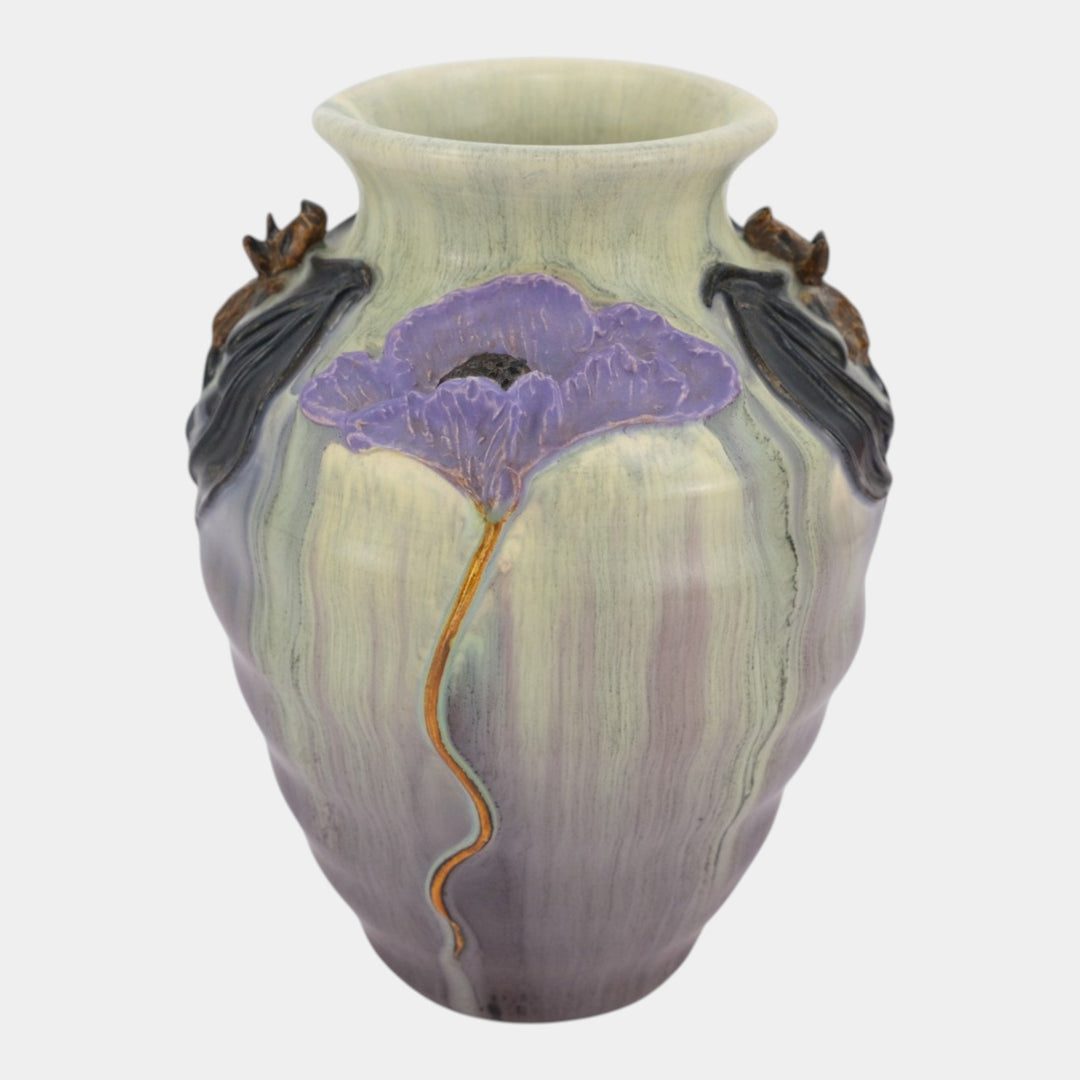 Ephraim Faience 2020 Hand Made Pottery Green Moonlit Mission Bat Vase
