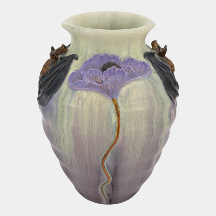Ephraim Faience 2020 Hand Made Pottery Green Moonlit Mission Bat Vase