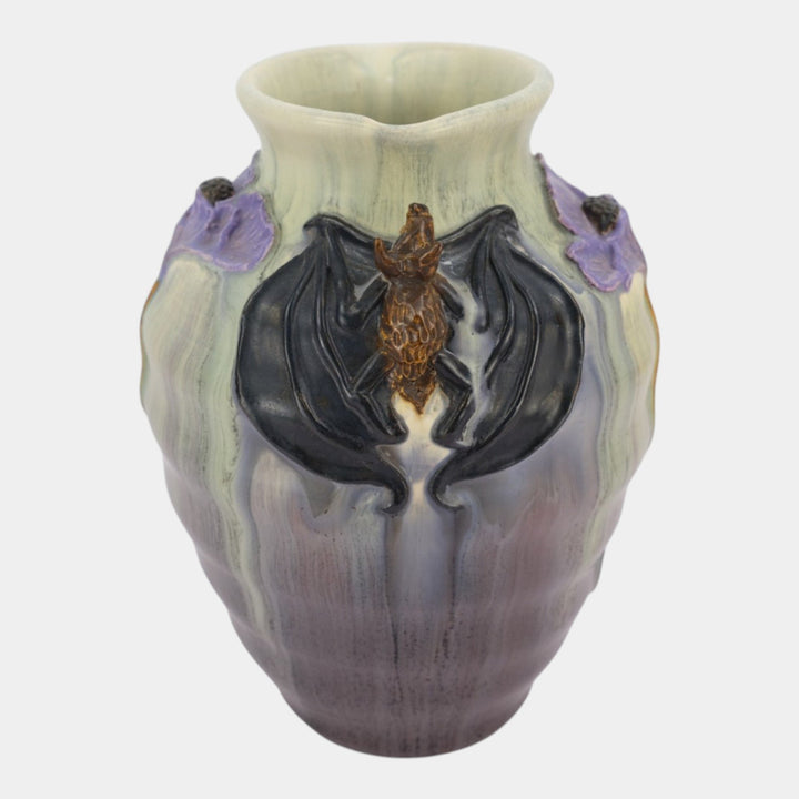 Ephraim Faience 2020 Hand Made Pottery Green Moonlit Mission Bat Vase